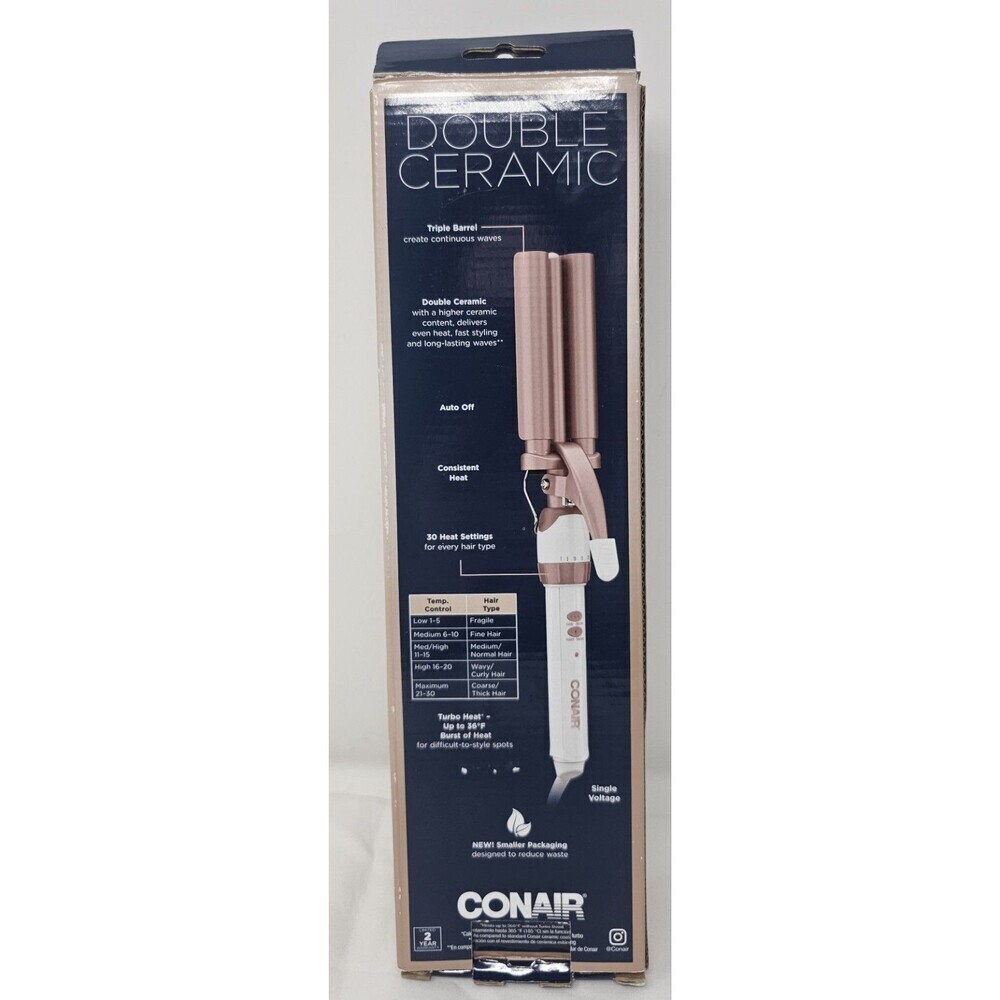 Conair Double Ceramic Triple Barrel Waver New In Box 100% Authentic - Picture 5 of 8